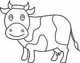 Cow Coloring Clip Cute Line Clipart Sweetclipart sketch template