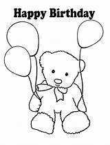 Coloring Birthday Pages Balloon Teddy Bear Balloons Happy Drawing Line Kids Getdrawings sketch template