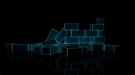 digital art minimalism  cgi bricks glowing