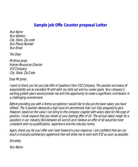write  counter job offer letter