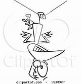Upside Down Bird Hanging Clumsy Wire Illustration Cartoon Royalty Toonaday Outline Clipart Vector Getdrawings Rope Drawing sketch template