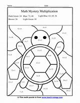 Coloring Multiplication Worksheets Math Color Grade Facts Pages Sheets Printable Worksheet Number Puzzle Sheet Numbers Kids Turtle Activities Multiply Puzzles sketch template