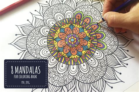mandalas art therapy printable coloring pages floral etsy