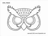 Owl Masken Tiermasken Vorlagen Firstpalette Fasching Antifaz Eulen Vogel Mascaras Horned Recortar sketch template