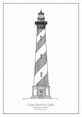 Drawing Lighthouse Line Carolina Hatteras Cape North Drawings Paintingvalley sketch template