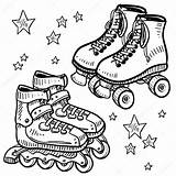 Roller Rollerblades Skates Clipart Rollerskates Sketch Vector Rollerblade Illustration Skating Doodle Coloring Drawing Drawings Stock Pages Clip Style Line Template sketch template