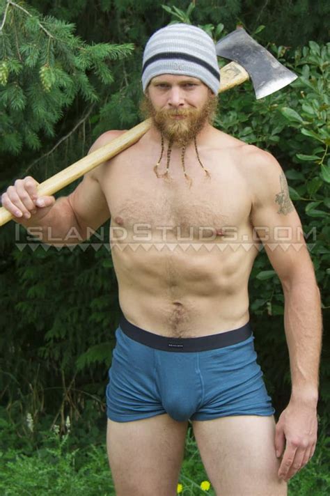 sexy bearded ripped muscle butt fire fighter bain camps nude and jerks off outdoors in chilly