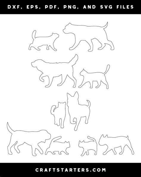 walking cat  dog outline patterns dfx eps  png  svg cut files