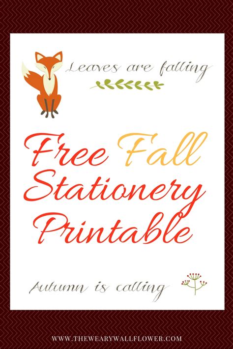 autumn stationery printable  fall notes  weary wallflower