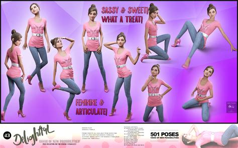 i13 delightful pose collection for the genesis 3 female s daz 3d
