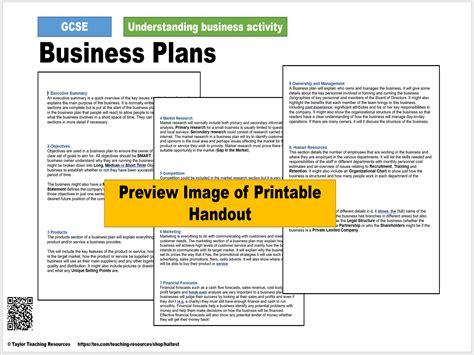 business plans gcse business studies full lesson teaching resources