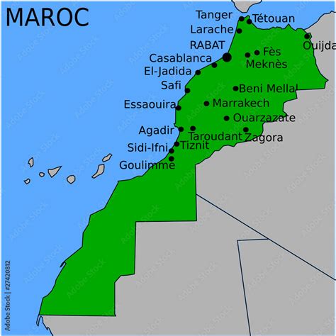 carte des villes principales du maroc stock vector adobe stock