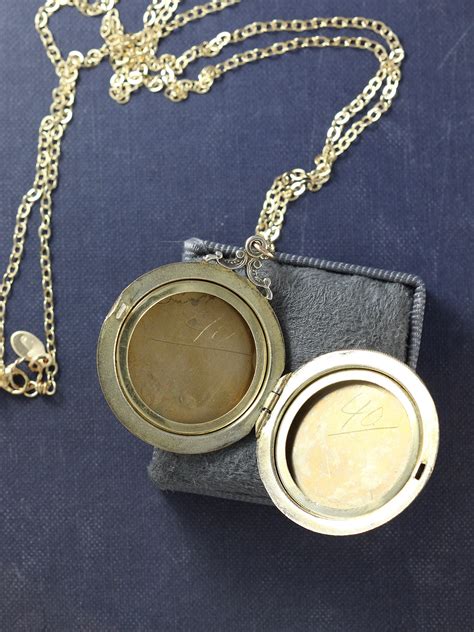 large  vintage gold filled locket necklace picture locket family heirloom