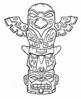Totem Pole Coloring Poles Pages Native American Drawing Craft Easy Printable Drawings Template Tattoo Totems Wolf Animal Di Tiki Color sketch template