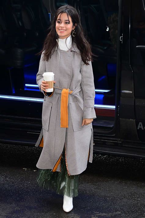 Camila Cabello Looking Chic And Stylish In A Long Grey
