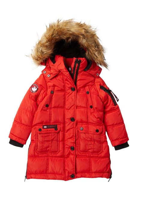 Canada Weather Gear Long Quilted Bubble Jacket With Faux