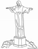 Christ Redeemer Sketch Coloring Statue Drawing Pages Template Wonders Brazil Kids Draw Articles Realistic sketch template