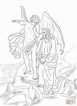 Jesus Coloring Desert Tempted Pages Printable Drawing sketch template
