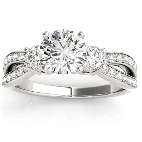 Diamond Three Stone Split Shank Engagement Ring Platinum 0 68ct Ng2338