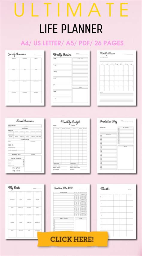 printable life planner undated life planner printable etsy life