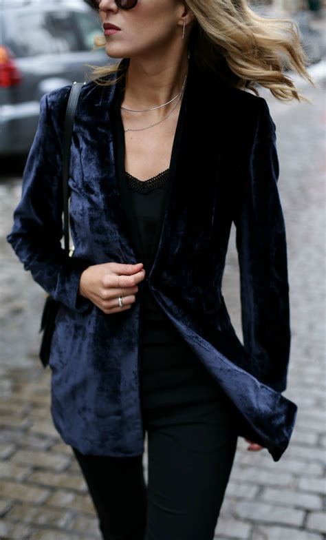navy blue velvet blazer  black trim black embellished silk
