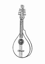 Coloring Instrument Musical Cittern Kleurplaat Pages Instruments Stringed Clipart Bandurria Kids sketch template