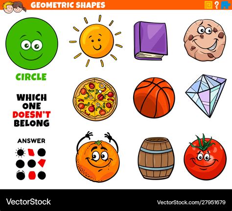 circle shape educational task  kids royalty  vector