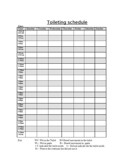 toileting schedule chart sports