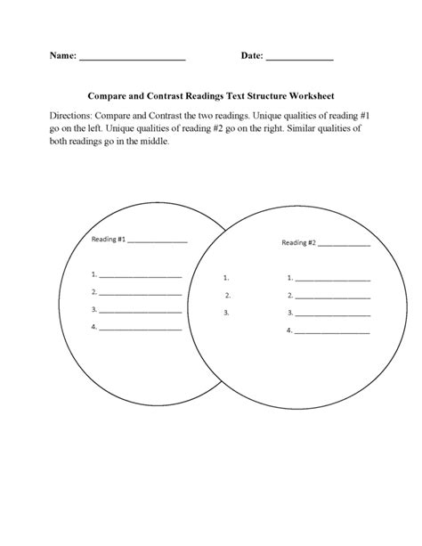 compare  contrast worksheets  grade