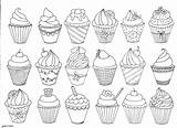 Cupcake Coloring Para Pages Doodle Colorir Cupcakes Cute Drawings Books Kawaii Drawing Colouring sketch template