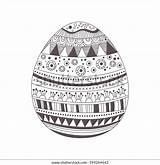 Coloring Zentangle Egg Easter Vector Style Book Antistress Isolated Drawn Sketch Illustration Hand Adult Background Pages sketch template