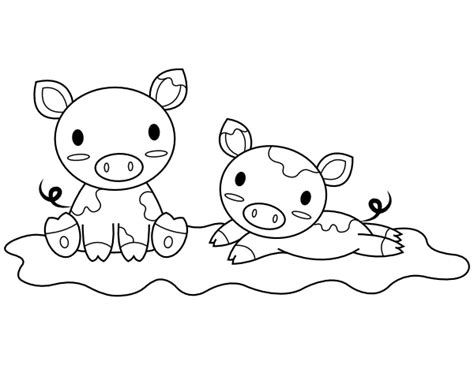simple baby pig coloring page