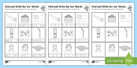 find  write  aw phonics worksheets phonics resources