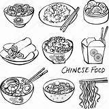 Chinese Food Sketch Drawing Vector Coloring Pages Clipart Doodle Dinner Getdrawings Set Template sketch template