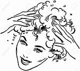 Hair Clipart Washing Wash Shampoo Woman Vector Illustration Clip Cliparts Stock Retro Royalty Vectors Clipground Vintage Sets Play Choose Board sketch template