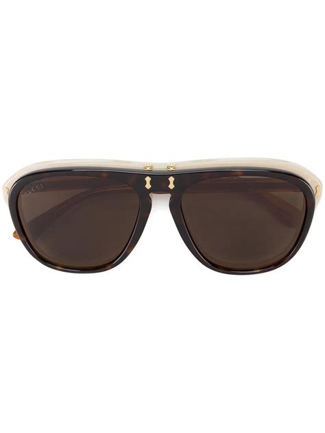 gucci flip up sunglasses in brown for men lyst