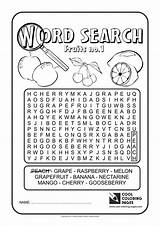 Word Search Coloring Pages Cool Fruits Kids sketch template