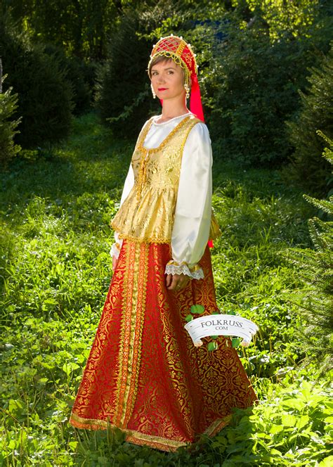 russian traditional slavic dress sudarinya for woman folk russian clothing store
