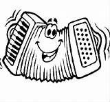 Accordion Funny Coloring Instruments Cartoon Pages Book Colorear Gif Musical sketch template