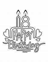 Birthday 18th Happy Coloring Cake Pages Printable sketch template