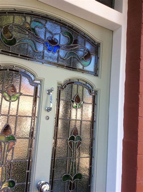 An Edwardian Front Door With Stained Glass Close Up Doors Stained