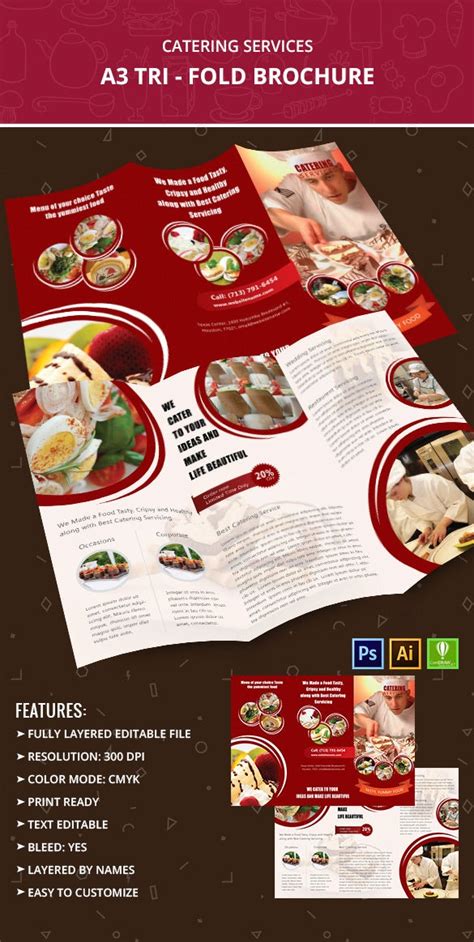 catering services  tri fold brochure template  premium templates