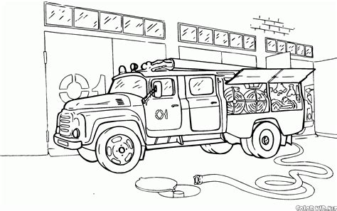 coloring page fire truck scania