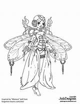 Jadedragonne Lineart Coloring Dragonfly Fairy sketch template