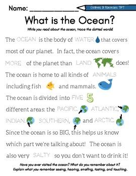 ocean worksheets  prek  kindergarten  pages tpt
