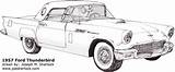 Thunderbird Ford Coloring Template Convertible 1958 Sketch sketch template