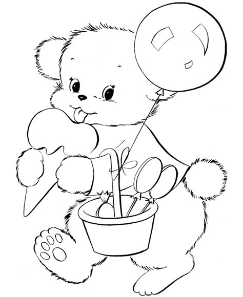 bluebonkers teddy bear coloring page sheets party bear