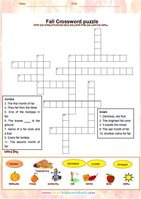 Fall Crossword Puzzle Printable That Are Witty Leslie
