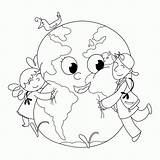 Earth Coloring Clipart Pages Mother Kindergarten Library sketch template