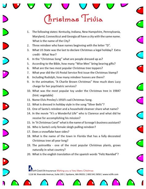 freeprintablechristmastriviaquestions christmas trivia christmas